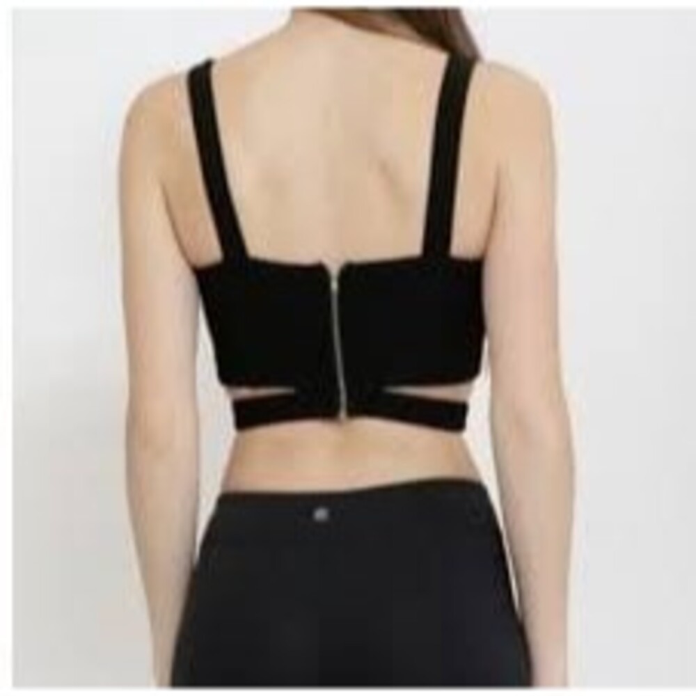 Forever 21  Black Cutout Zipper Front Crop Top size Small